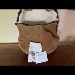 Coach suede mustard/chocolate brown purse with matching wallet